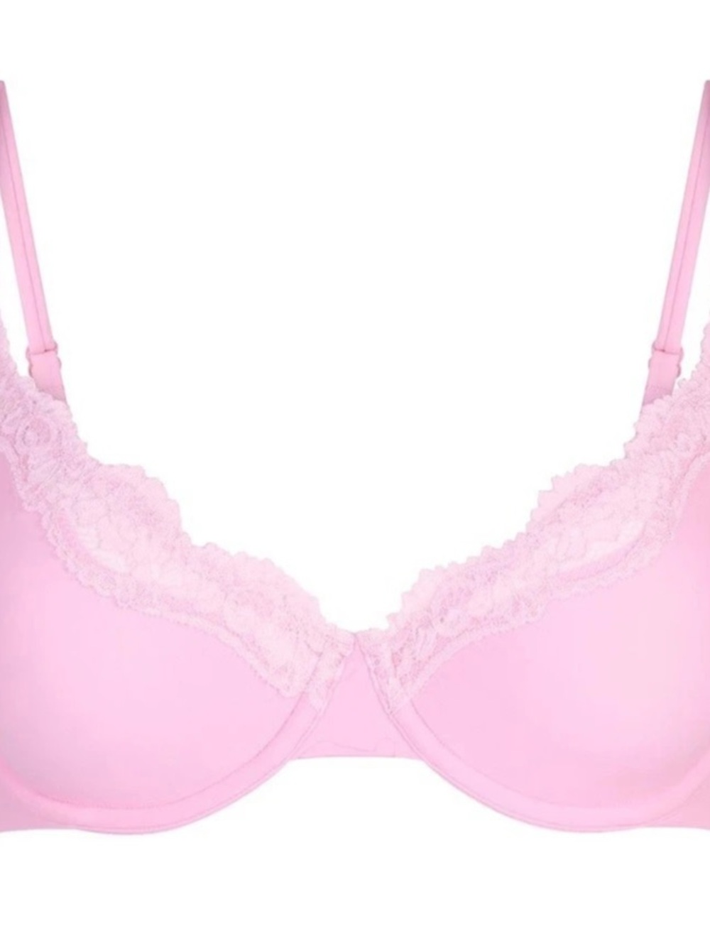 Skims Unlined Scoop Bra - Pink Lace Underwire Bra Like New